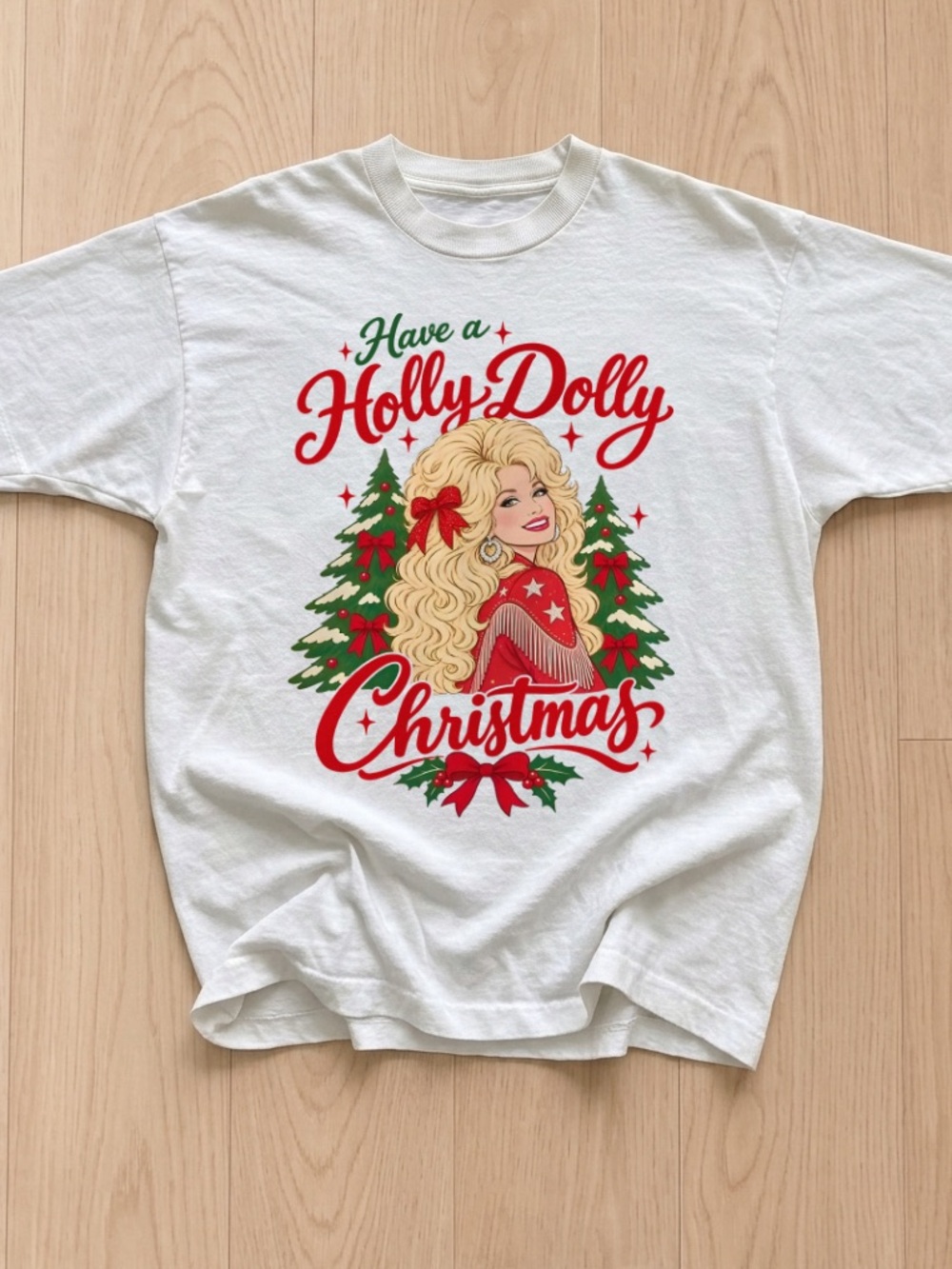Gildan White Have A Holly Dolly Christmas Dolly Parton Graphic Tee